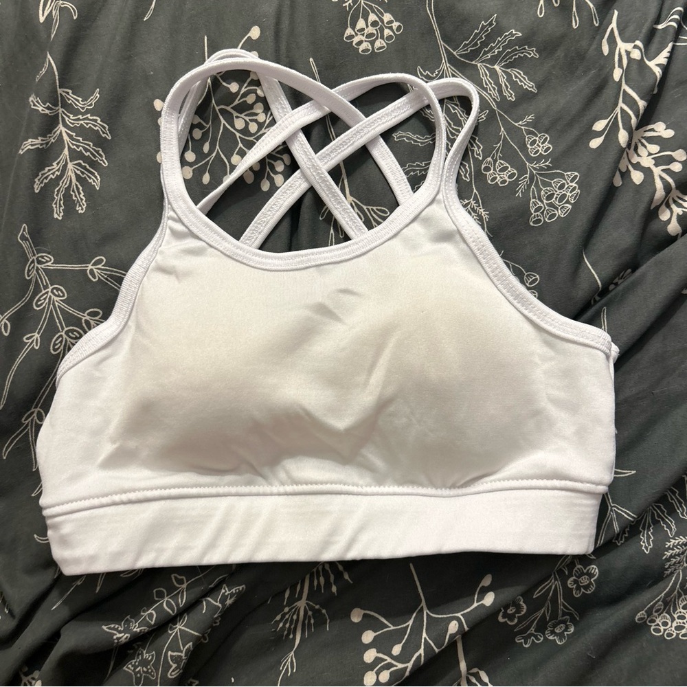 White Strappy Padded Sports Bra